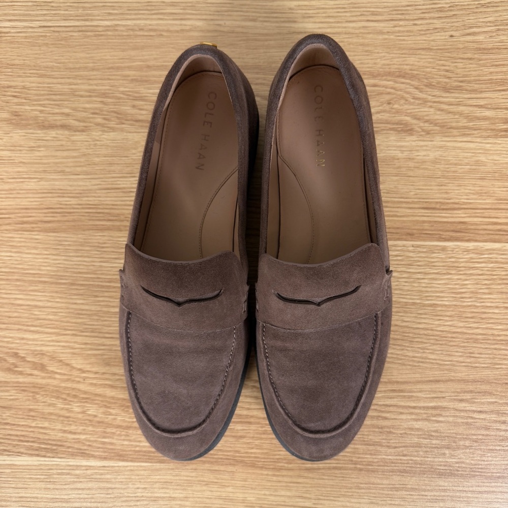 Cole Haan Geneva Lug Sole Loafers Lava Brown Suede Platform Flats Women’s Size 8 - Picture 9 of 12